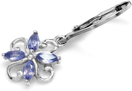 0,5 Ring Sterling Silver Ring Jewelry Karat-Niederlassungs-Blumen-Entwurf JewelersClub Tanzanite mit weißem CZ-Akzent