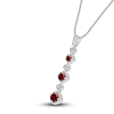Natürlicher Garnet Necklace 1/20 Diamanten ct TW mit 925 Sterling Silver