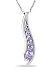 1/3 ct. t.w. Reise-hängende Halskette des Amethyst-7-Stone in Sterling Silver