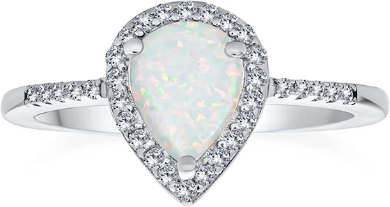 Zierliches Edelstein-Mikro pflastern CZ-Halo herstellte weißen Opal Ring Pear Shape Teardrop