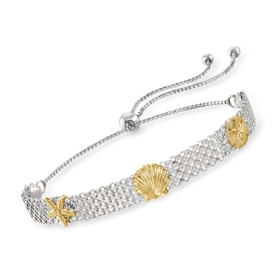 Ross-Simons Three-Tone Sterling Silver Sea-Leben Bolo Bracelet
