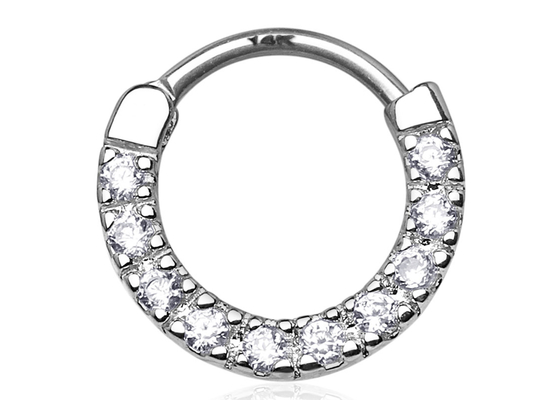 Nahtloser eingehängter Knorpel Clicker-Ring, Nasen-Ring des Weißgold-14k