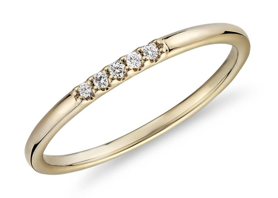 Köstlicher Schmuck des gelbes Gold14k, passend, ODM des Diamanten stapelnd Bandring Soem-0.05ct zusammen