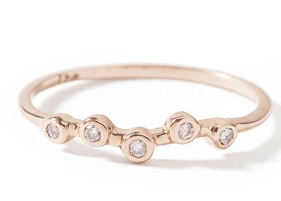 Kleiner Schmuck Diamond Ring 0.10ct 14K gelbes Goldfür die Heirat von 1.5mm-2.5mm Band-Größe
