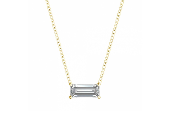 Stangenbrot schnitt Halsketten des Gold14k mit Patience-Diamanten 0.5ct 5×7mm