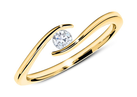 Patience 14k färben Rundschnitt Gold-Diamond Rings 1.5mm mit Diamanten 0.10ct gelb