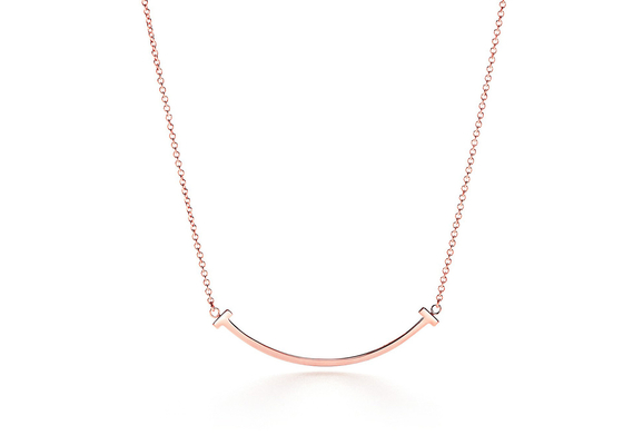 18K Rose Gold Neklace, justierbare Länge der Lächeln-hängende Halskette 16-18inch