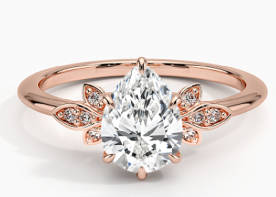 Schmuck-Goldring 14K 0.77ct Rose Gold Pear Cut Wedding Moissanite
