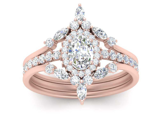 Ringe SI1 0.62CT Rose Gold Double Halo Engagement für Braut