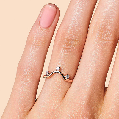14K Rose Gold Real Diamond Jewellery, runde wirkliche Fantasie Diamond Anniversary Rings