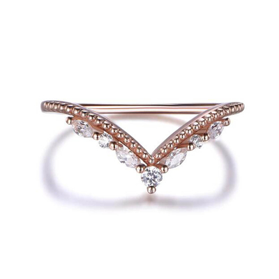 14K Rose Gold Jewelry Ladys Engagement Ring Pear Round Diamond