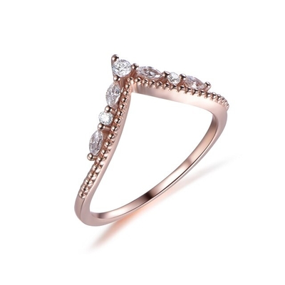 14K Rose Gold Jewelry Ladys Engagement Ring Pear Round Diamond