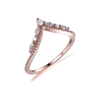 14K Rose Gold Jewelry Ladys Engagement Ring Pear Round Diamond
