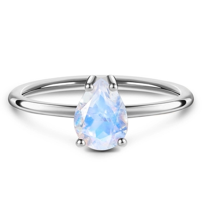Birne schnitt köstlichen Moonstone-Ring, 14K Rose Gold Simple Moonstone Ring