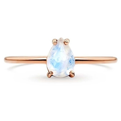 Birne schnitt köstlichen Moonstone-Ring, 14K Rose Gold Simple Moonstone Ring