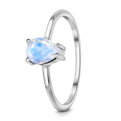 Birne schnitt köstlichen Moonstone-Ring, 14K Rose Gold Simple Moonstone Ring