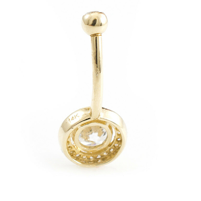 Fester Bauchnabel-Ring With Real Diamonds 16g des Gold14k Körper-Schmuck