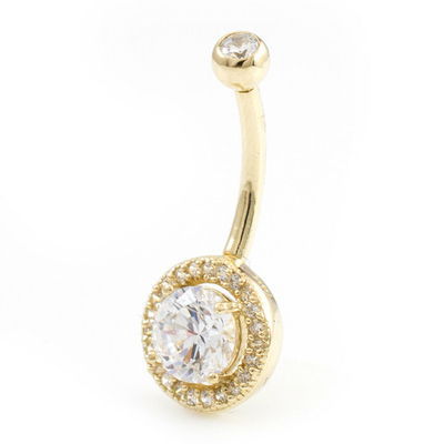 Fester Bauchnabel-Ring With Real Diamonds 16g des Gold14k Körper-Schmuck