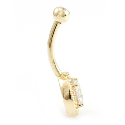 Fester Bauchnabel-Ring With Real Diamonds 16g des Gold14k Körper-Schmuck