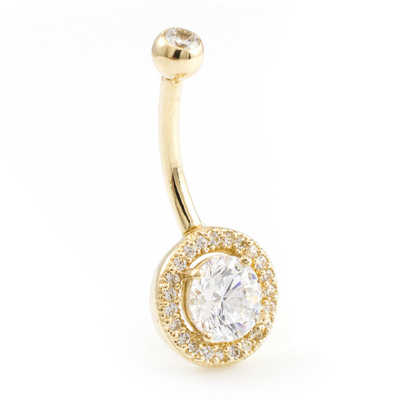 Fester Bauchnabel-Ring With Real Diamonds 16g des Gold14k Körper-Schmuck