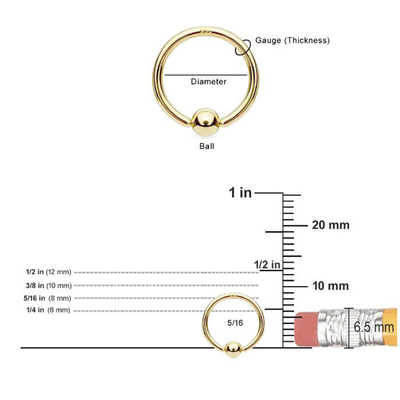 Durchbohrende Goldnippel-Ring Hoop Cartilage Nose Eyebrow-Lippen des Schmuck-14K