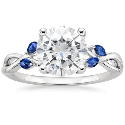 Weißgold Marquise Cut Blue Moissanite Wedding-Ring-18K mit Labor gewachsenem Diamanten