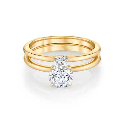 Moissanite-Verpflichtung Ring Set Heart Cut des modischer Schmuck-gelbe gediegenen Golds