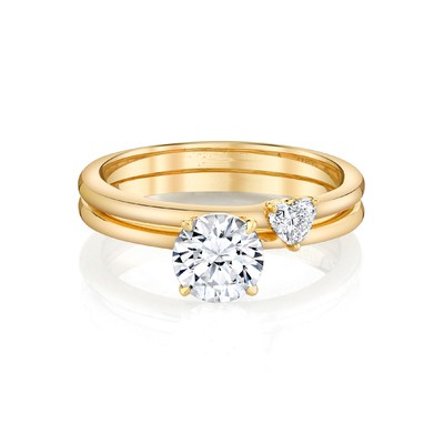Moissanite-Verpflichtung Ring Set Heart Cut des modischer Schmuck-gelbe gediegenen Golds