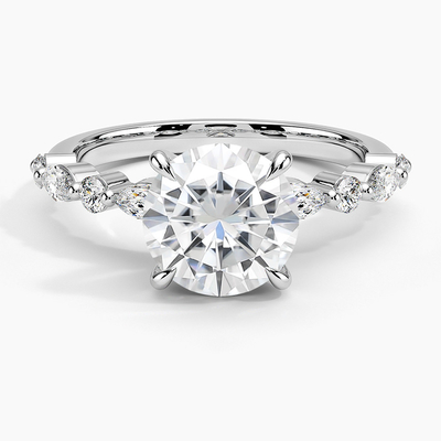 14K / Schnitt des weißen gediegenen Golds 18K wirklicher VVS Diamond Moissanite Ring Round Brilliant