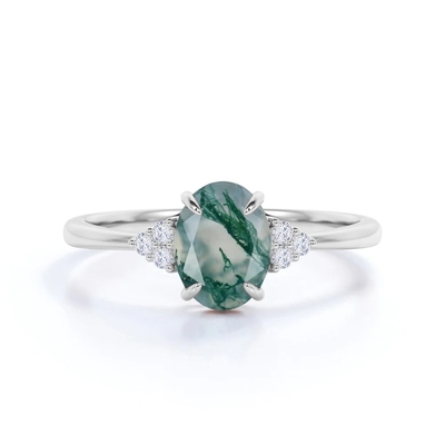 Hexagon Moss Agate Ring mit als Geschenk-Verpflichtungs-Frauen schellen