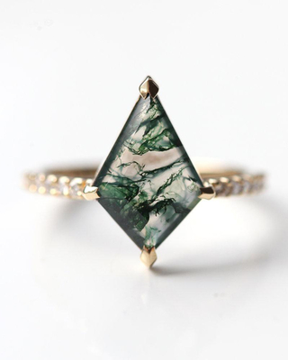 Hexagon Moss Agate Ring mit als Geschenk-Verpflichtungs-Frauen schellen