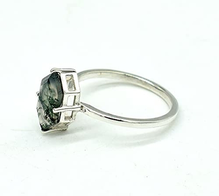 Hexagon Moss Agate Ring mit als Geschenk-Verpflichtungs-Frauen schellen