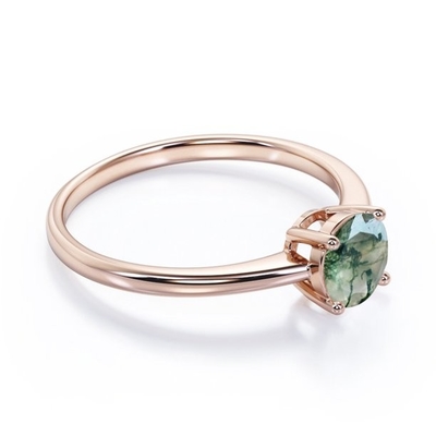 Hexagon Moss Agate Ring mit als Geschenk-Verpflichtungs-Frauen schellen