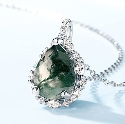 Festes natürliches angesporntes Blatt Moss Agate Jewelry Cluster Emerald Rose Golds 1.25ct Wasser