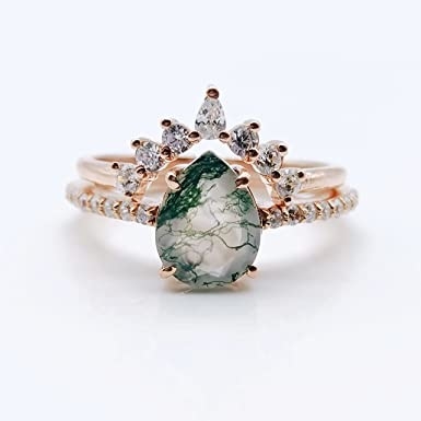 Festes natürliches angesporntes Blatt Moss Agate Jewelry Cluster Emerald Rose Golds 1.25ct Wasser
