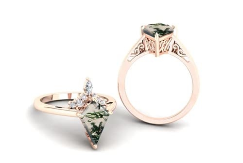 Grüner echter Moss Agate Ring, Edelstein-Schönheiten schellen