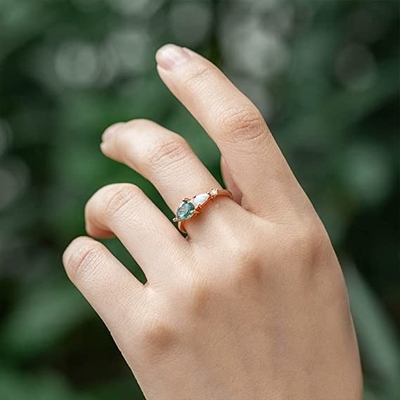 Grüner echter Moss Agate Ring, Edelstein-Schönheiten schellen