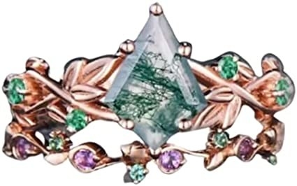 Festes natürliches angesporntes Blatt Moss Agate Jewelry Cluster Emerald Rose Golds 1.25ct Wasser