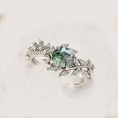 LUO S925 Sterling Silver Sun And Moon Ring Round Shaped 7MM für Frauen