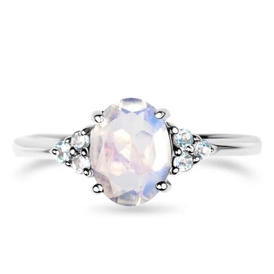 Art Einzigartiger 925er Sterlingsilber-natürlicher blauer roher Mondstein-Ring Mondstein-Schmuck-Design