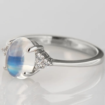 925 Sterling Silver Rainbow Moonstone Jewelry ovaler geschnittener Weinlese-Moonstone-Verlobungsring für Frauen