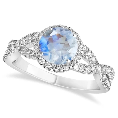 Sterling Silver Round Cut Moonstone-Schmuck CZ verdrehte Verpflichtung Ring Birthday Moonstone Gemstone Jewelry
