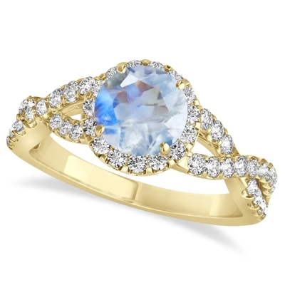 Sterling Silver Round Cut Moonstone-Schmuck CZ verdrehte Verpflichtung Ring Birthday Moonstone Gemstone Jewelry