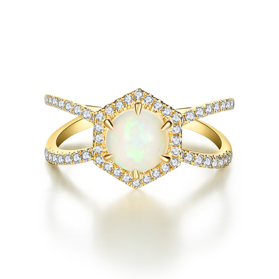 Einzigartiger Mond formen silberne silberne Ring Star Round CZ heiße Verkaufsringe Rose Gold Plated Natural Moonstones