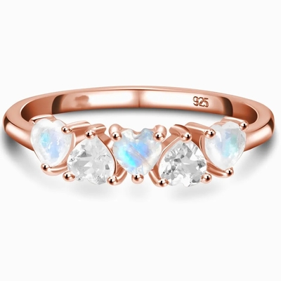 925 Sterling Silver Rainbow Jewelry Moonstone blauer natürlicher Moonstone Ring