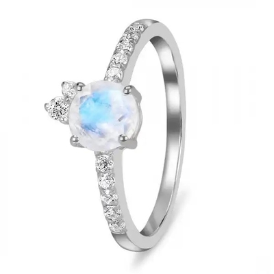 925 Sterling Silver Rainbow Jewelry Moonstone blauer natürlicher Moonstone Ring