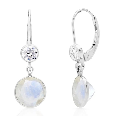 Weißer Zircon-Schmuck-Großhandel-Moonstone-Schmuck-feiner Entwurfs-Ohrring