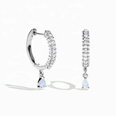 Weißer Zircon-Schmuck-Großhandel-Moonstone-Schmuck-feiner Entwurfs-Ohrring