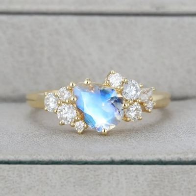 Gold silberner Ring Natural Gemstone Jewelry des Birnen-Moonstone-Verlobungsrings 18k