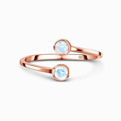 Weißgold ovales Moonstone Art Deco Unique Engagement Ring stellte 925 Sterling Silver ein